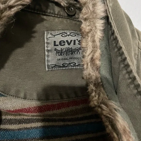 Levis Jacket Army Green Military Cargo Pockets Zip Snap Women's 6 - Picture 2 of 8